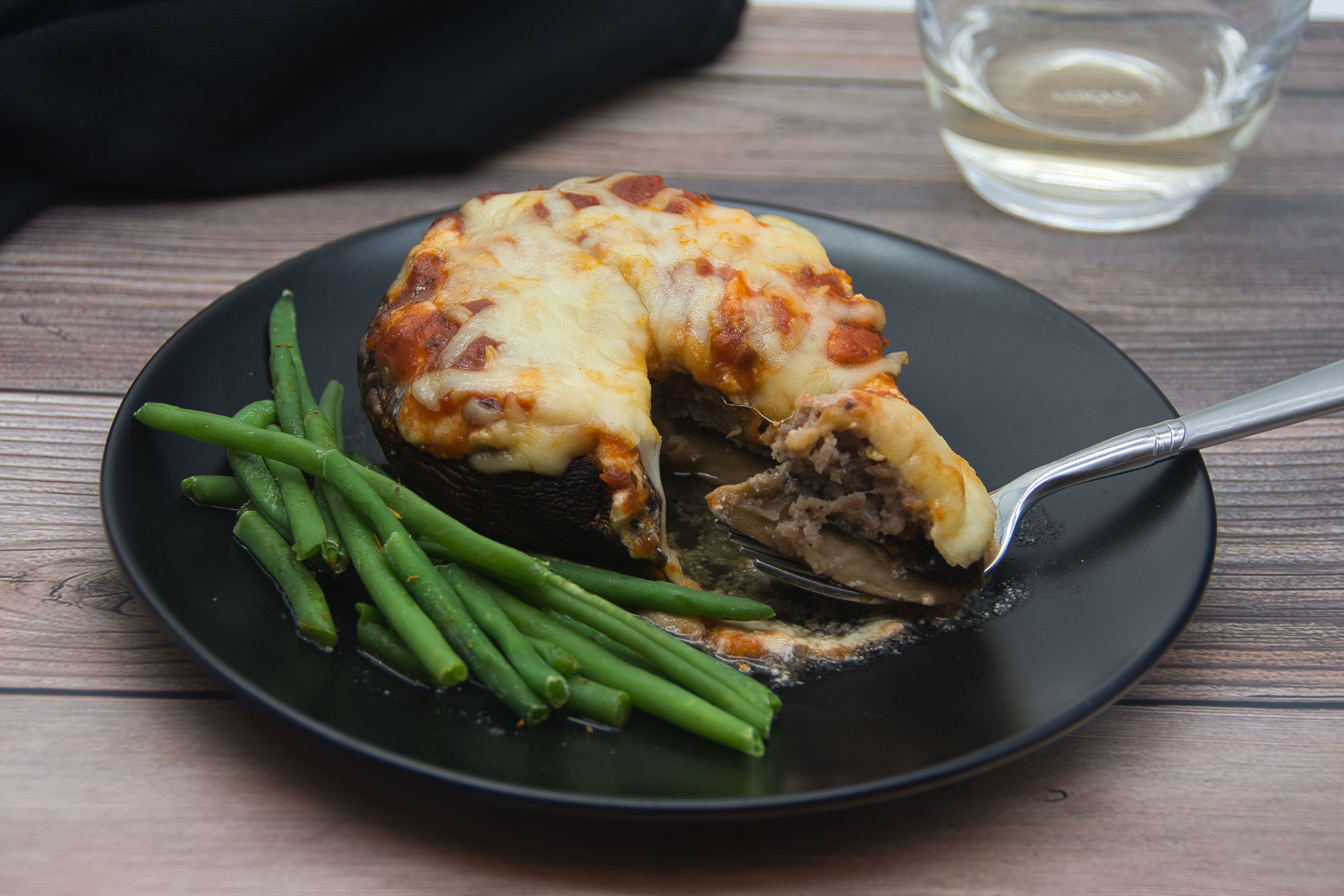 Stuffed portabellas with green beans