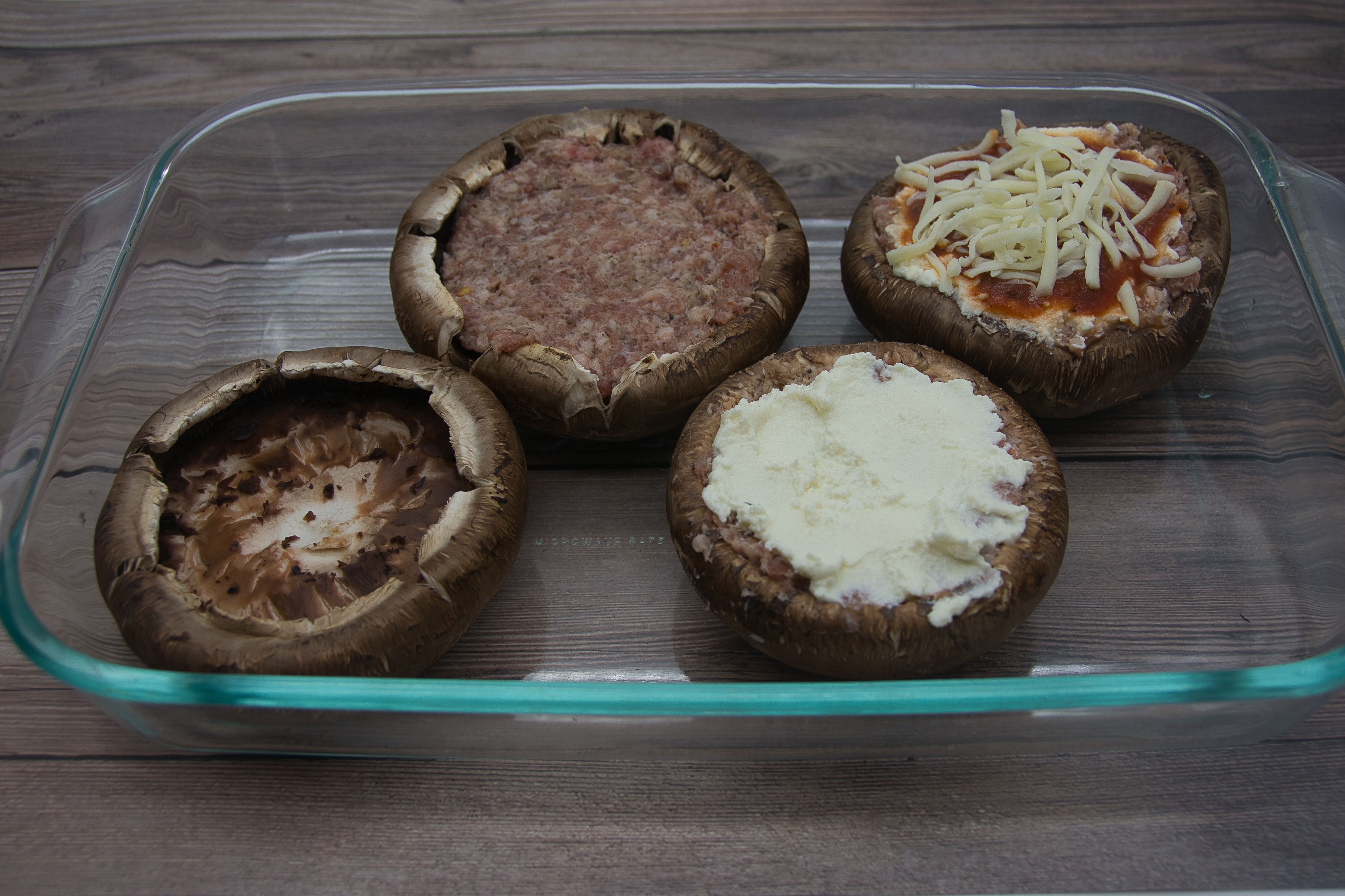 preparing stuffed portabellas